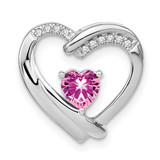 Image of 925 Sterling Silver Lab-Created Pink Sapphire and Diamond Pendant