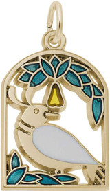 Image of A Partridge In A Pear Tree Charm w Green & Yellow Enamel (Choose Metal) by Rembrandt