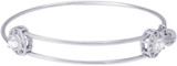 Image of Adjustable Sterling Silver "Insightful" Bangle Charm Bracelet April Zirconia by Rembrandt