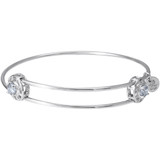 Image of Adjustable Sterling Silver "Insightful" Bangle Charm Bracelet April Zirconia by Rembrandt