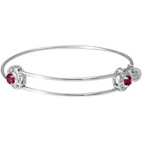 Image of Adjustable Sterling Silver "Insightful" Bangle Charm Bracelet July Zirconia by Rembrandt
