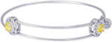 Image of Adjustable Sterling Silver "Insightful" Bangle Charm Bracelet November Zirconia by Rembrandt