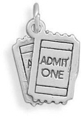 Image of ADMIT ONE Movie Tickets Charm 925 Sterling Silver