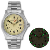 Image of ArmourLite Field Series Tritium Mens Watch AL102 - Swiss Made - 42mm - Beige Dial - Shatterproof Armourglass - Steel Band