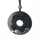 Image of Australian Black Genuine Natural Nephrite Jade Donut Pendant