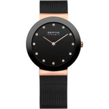 Image of Bering Time - Ladies Black & Pink Ceramic Mesh Watch withs 11435-166 (Womens)