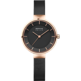 Image of Bering Time Watch - Solar Ladies Pink Case and Black Mesh Band 14631-166