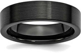 Image of Black Ceramic Flat 6mm Brushed Band Ring
