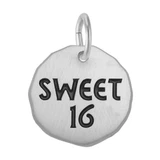 Image of Black Enamel Sweet 16 Charm Tag Charm (Choose Metal) by Rembrandt
