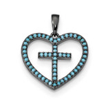Image of Black-Plated Sterling Silver Dyed White Howlite Cross Pendant