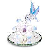 Image of Blue Hummingbird and Blue Lily w/ Base Glass Figurine