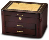 Image of Burgundy Bubinga (African Rosewood) Wood Veneer w/ 2 Drawers Jewelry Box