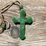 Natural Untreated Canadian Nephrite Jade Crucifix Necklace