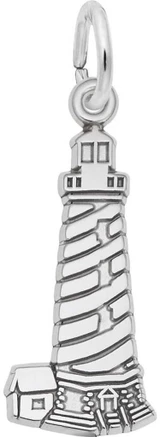 Image of Cape Hatteras, NC Flat Lighthouse Charm (Choose Metal) by Rembrandt
