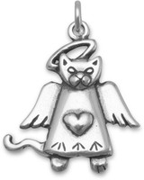 Image of Cat Angel Charm 925 Sterling Silver