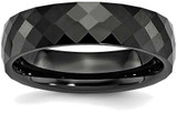 Image of Ceramic Black 6mm Faceted Polished Band Ring