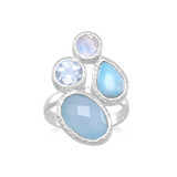 Image of Chalcedony, Larimar, Topaz and Moonstone Ring 925 Sterling Silver