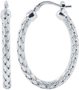 Image of Charles Garnier - "Milan" - 35mm Rhodium Plated Sterling Silver Mesh Oval Hoop Earrings
