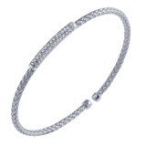 Image of Charles Garnier - "Nardini" - Rhodium-Plated Sterling Silver 3mm Woven CZ Bar Cuff Bracelet