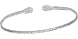 Image of Charles Garnier - "Patsy" - Rhodium-Plated Sterling Silver 2mm Woven CZ Cluster End Cuff Bracelet