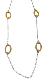 Image of Charles Garnier - "Ravello" - 36" Gold-Plated & Rhodium-Plated Sterling Silver CZ Necklace - LIMITED STOCK