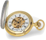 Image of Charles Hubert 2-tone Lion Crest Hunter Case Skeleton Dial Pocket Watch