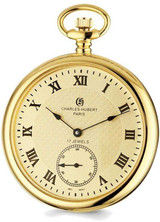 Image of Charles Hubert IP-plated Stainless Steel Open Face Gold-Tone Dial Pocket Watch