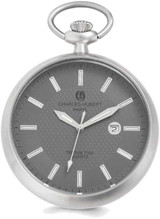 Image of Charles Hubert Stainless Steel Open Face Tritium Quartz Pocket Watch XWA5559