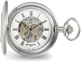 Image of Charles Hubert Stainless Striped Case w/ Shield Skeleton Pocket Watch