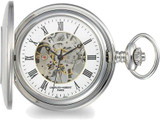 Image of Charles Hubert Stainless w/ Oval Engraving Area Skeleton Pocket Watch XWA6111