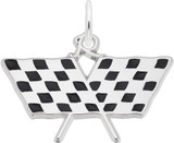 Image of Checkered Racing Flags Charm w/ Black Enamel (Choose Metal) by Rembrandt