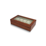 Cherry Finish Wood 10 Watch Box w/ Glass Top