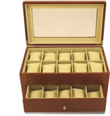 Image of Cherry Finish Wood 20 Watch Box w/ Glass Top & Drawer