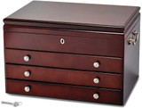 Image of Cherry Matte Finish Poplar Veneer 3-Drawer Jewelry Chest