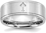 Image of Cobalt Satin and Polished Ridged Edge 8mm Band Ring CC42