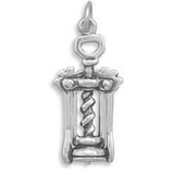 Image of Cork Screw Charm 925 Sterling Silver