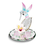 Image of Cotton Candy Hummingbird w/Flower Glass Figurine