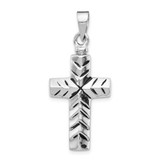 Image of Cremation Jewelry - Rhodium-plated Sterling Silver Enameled Cross Ash Holder Pendant