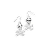 Image of Crystal Skull and Cross Bone French Wire Fashion Earrings - LIMITED STOCK