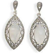 Image of Cut Out Marcasite and White Shell Earrings 925 Sterling Silver - LIMITED STOCK