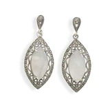 Image of Cut Out Marcasite and White Shell Earrings 925 Sterling Silver - LIMITED STOCK
