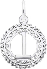 Image of Cutout Number 1 w/ Wavy Frame Charm (Choose Metal) by Rembrandt