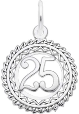 Image of Cutout Number 25 w/ Wavy Frame Charm (Choose Metal) by Rembrandt
