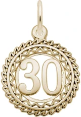 Image of Cutout Number 30 w/ Wavy Frame Charm (Choose Metal) by Rembrandt