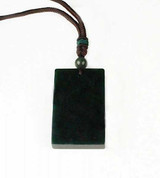 Image of Dark Green Genuine Natural Nephrite Jade Rectangle Pendant