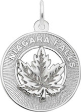 Image of Detailed Niagara Falls Maple Leaf Charm (Choose Metal) by Rembrandt