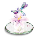 Image of Dragonfly and Lavender Lily w/ Base Glass Figurine