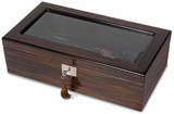 Image of Ebony Wood Veneer High Gloss Finish Glass Window Multi Use Locking Box