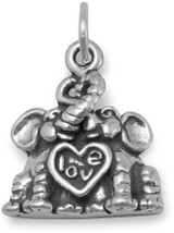 Image of Elephants in Love Charm 925 Sterling Silver