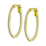 Image of ELLE Jewelry - 30 x 20mm Gold Plated Sterling Silver Inside Out CZ Hoop Earrings